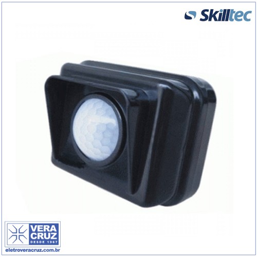 Sensor de presença de Parede Interno / Externo Skilltec BIVOLT 360º Preto